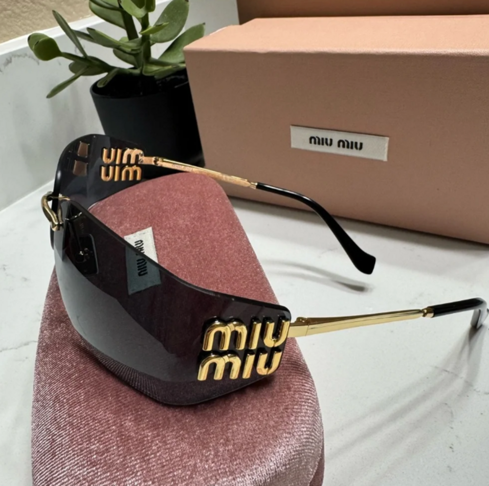 Miu Miu Black and Gold Designer Sunglasses